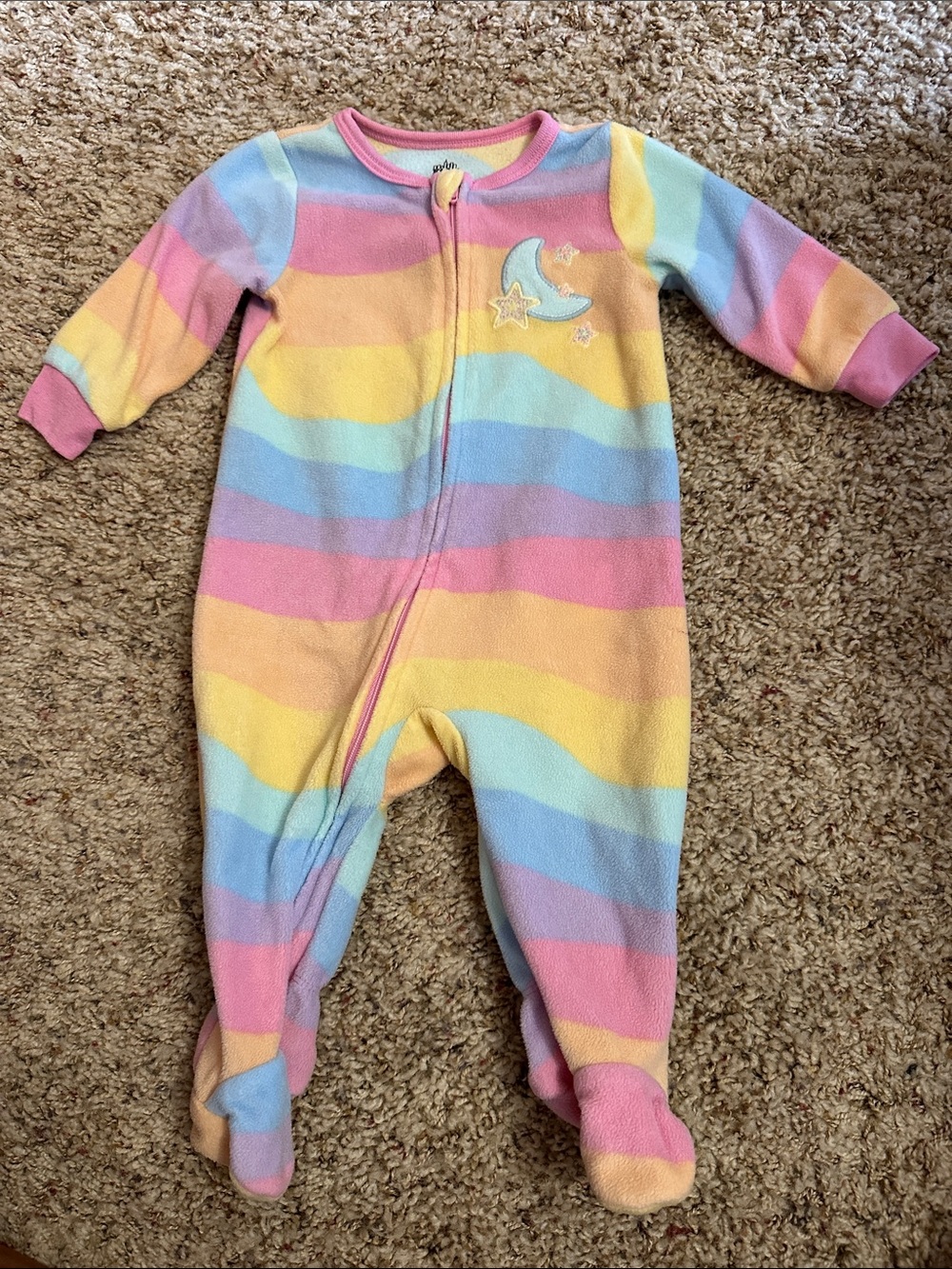 Kids Headquarters Baby Rainbow Stripe Footed One-Piece Pajamas size 6 mos.